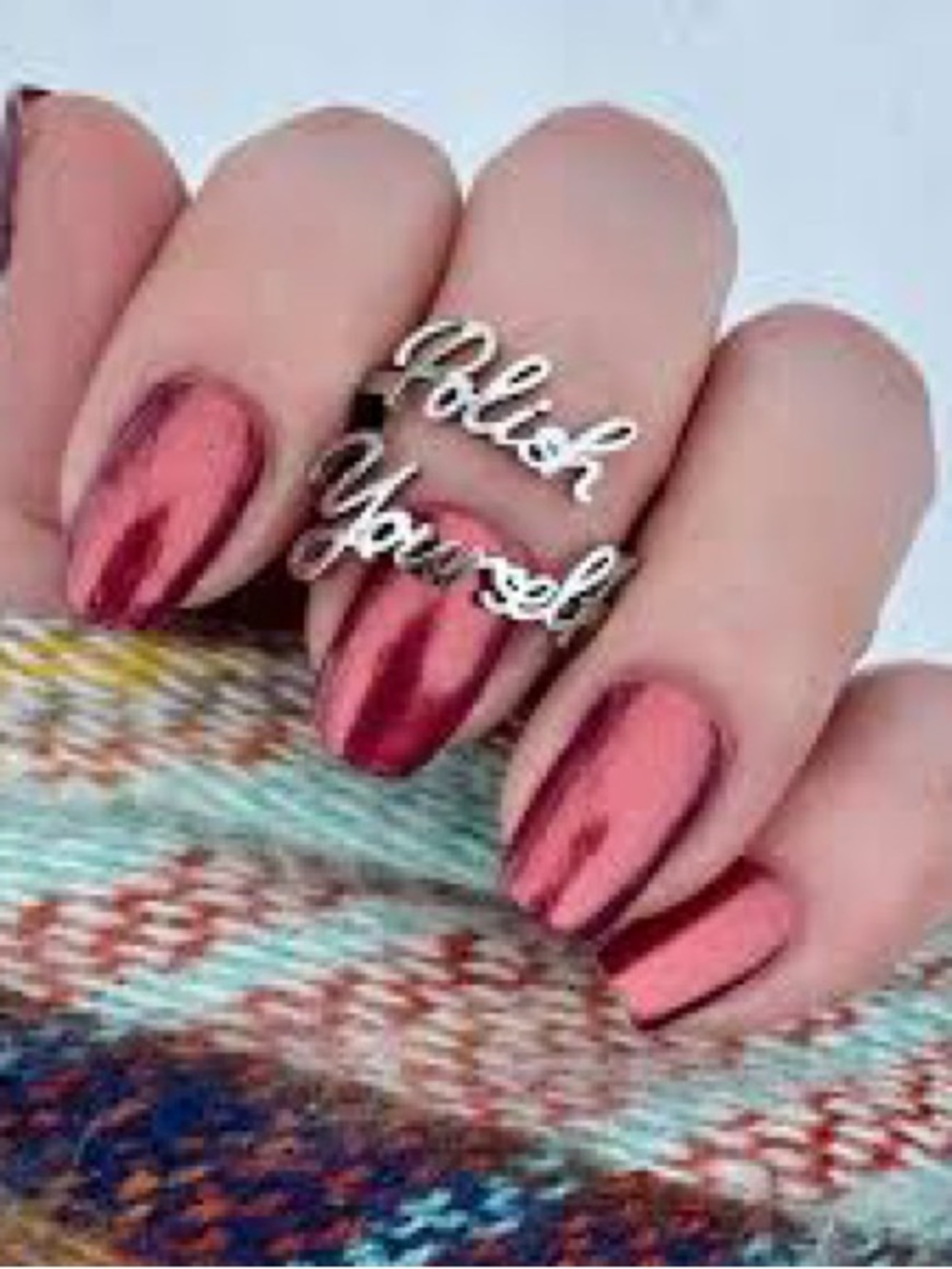 🔮 $5 Add on. Color Street Metallic Rose Red Press-On Nails - Rosy Reverie